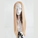 Golden Blonde Synthetic Lace Front Wig - 13*3.5 Long Straight Middle Part - Glueless Cosplay Lace Wig for Glamorous Looks