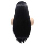 Black Lace Front Wig with Baby Hair Long Silky Straight Natural Hairline Glueless Synthetic Wigs for Women Middle Part Heat Resistant Fiber Hair Replacement Wigs Copsplay Daily Wigs