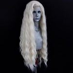 Glamorous Goddess: WXHWCX Long White Blonde Wavy Synthetic Lace Front Wig for Stunning Cosplay Transformations