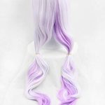 Dive into Fantasy with Long Purple White Mixed Gradient Hair - Complete Anime Cosplay Kit with Wigs, Balls, Horn, and Tail