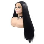 Black Lace Front Wig with Baby Hair Long Silky Straight Natural Hairline Glueless Synthetic Wigs for Women Middle Part Heat Resistant Fiber Hair Replacement Wigs Copsplay Daily Wigs