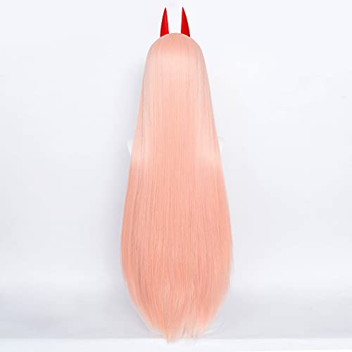 Probeauty's Pink Power Cosplay Wig: Two Horns, Long Straight Anime Hair, Perfect for Halloween and Anime Shows