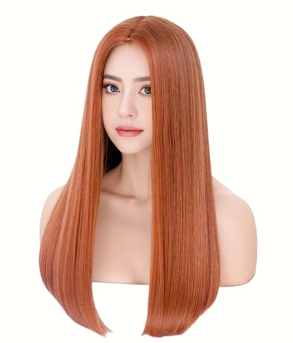 Long Straight Auburn Wig 22 Inches - Copper Red