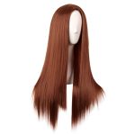 28 Inch Ginger Orange Straight Synthetic Wig - Women's Long Hair with Parted Bangs for a Vibrant Look
