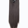 SWACC's 22 Inches Straight Full Head Synthetic Hair Extensions - Dark Brown (#4) - Heat Resistant, Clip-in Magic