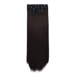 Multi-Length 20" 22" 24" Long Straight Synthetic Clip-in Hair Extensions - 4 PCS Set in Gorgeous Dark Brown