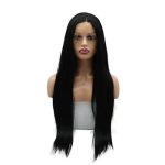 Front Wig for Black Women Long Straight Natural Black Color Wig with Baby Hair