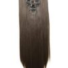 XXL 20" Long 8 Pieces Set Clip-In Hair Extensions - Synthetic Fiber Hairpiece for Instant Straight Brunette Glamour