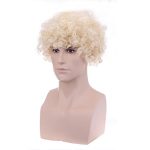 PATTNIUM Men's Short Curly Blonde Wig – Perfect Heat-Resistant Blonde 70s Costume Wig