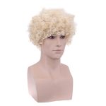 PATTNIUM Men's Short Curly Blonde Wig – Perfect Heat-Resistant Blonde 70s Costume Wig