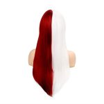 Long Straight Anime Cosplay Wig for Women Red White Synthetic Halloween Hair Wig