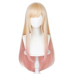 LABEAUTÉ's Long Blonde Pink Wig: Anime-Inspired Straight Hair with Bangs for a Mesmerizing Halloween Party Look