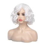 Baruisi Short Curly White Wig – Synthetic and Heat-Resistant for Mesmerizing Cosplay Parties