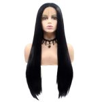 Variouswig 24 Inch Black Natural Lace Front Synthetic Wig - Unleash Your Daily Style with Long, Soft, and High-Temperature Resistant Straight Hair