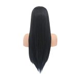 Natural Black 1B Lace Front Wig: 20 Inches Long Silk Straight Synthetic Wig for Daily Wear and Party Use