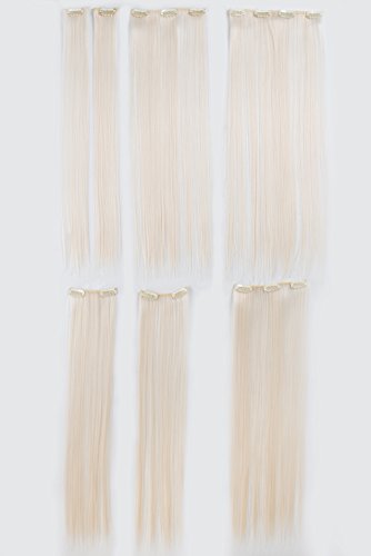 SWACC Women 22 Inches Straight Full Head Clip-in Hair Extensions - 7 Pieces in Platinum Blonde for Instant Transformation
