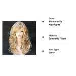 Kalyss Women's Long Curly Body Wavy Heat Resistant Blonde with Highlights Wig - Synthetic Elegance for Every Occasion