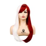 Long Straight Anime Cosplay Wig for Women Red White Synthetic Halloween Hair Wig