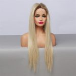 AOKLEY Wigs - Transform Your Look with Long Straight Lace Front Wig in Blonde, Your Confidence Booster