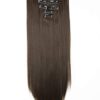 XXL 20" Long 8 Pieces Set Clip-In Hair Extensions - Synthetic Fiber Hairpiece for Instant Straight Brunette Glamour