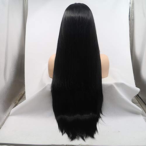 Xiweiya's Silky Straight Lace Front Wig - Long, Thick, and Natural 1B# Black Beauty