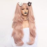 Light Pink Junko Enoshima Cosplay Wig - Long Synthetic Wig with 2 Bears and Hair Accessory for a Magical Costume Transformation
