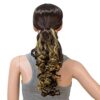 2-Inch Short Screw Curls Claw Clip Ponytail Extensions - Dark Brown Strawberry Blonde Highlights