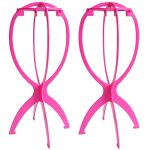 2 Pack Short Wig Stands: Portable Hot Pink Wig Dryers for Quick Drying and Travel, 14.2 Inches, Perfect for Wigs Under 14 Inches