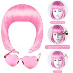 Party in Pink: Unleash Fun with 10-Piece Pink Wig and Sunglass Set – The Ultimate Bachelorette Bash Essentials