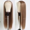 QD-Tizer Blonde Hair Highlights Lace Front Wig - Long Straight Heat Resistant Fiber Wig for Fashion Women, Effortless Elegance with 13x3 Frontal Lace (Blonde/Brown)