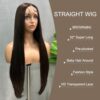 SOKU Brown Lace Front Wigs Synthetic Pre Plucked 32 Inch Long Straight Lace Frontal Wigs