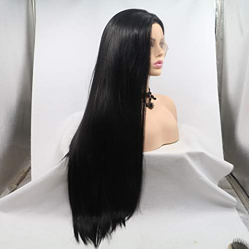 Xiweiya's Silky Straight Lace Front Wig - Long, Thick, and Natural 1B# Black Beauty