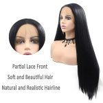 Sultry Charm: AFBeauty 24'' Black Lace Front Wig - Daily Glamour with Deep Parting and Heat-Resistant Synthetic Fiber