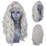 24-Inch Platinum Blonde Wavy Lace Front Wig - Long Body Wave Synthetic Hair for a Natural, Stunning Look