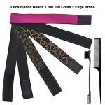 Elastic Bands for Wig - Set of 3 Lace Melting Bands with Rat Tail Comb and Edge Brush - Adjustable Wig Bands for Lace Frontal - Keep Wigs in Place, Lay Edges, and Achieve a Flawless Melted Look