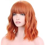 14 Inches Dark Orange Wig, a Short and Stylish Heat-Resistant Synthetic Wig with Bangs