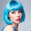Vibrant Short Bob Neon Wig with Flat Bangs - Perfect for Cosplay, Parties, and Daily Adventures