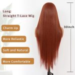 Ginger 30-Inch Straight Lace Front Wig for Black Women - Synthetic Halloween Wig with Pre-Plucked Hairline and Baby Hair 🔥
