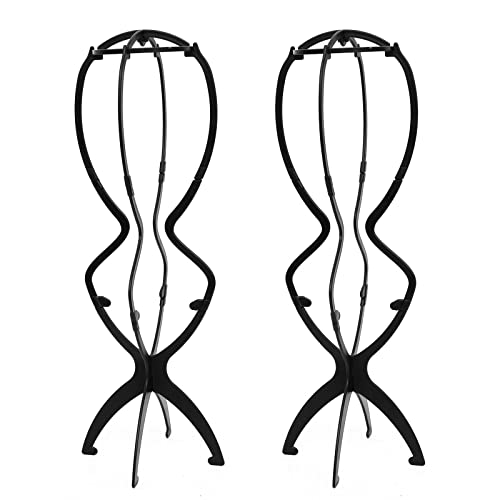 Set of 2 Portable 19.7" Tall Wig Stands - Collapsible High Holders for Long Wig Storage and Elegant Display