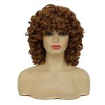 Playful Elegance with Dai Cloud Short Afro Kinky Curly Wigs - Soft Brown, Big Curly Wig with Bangs