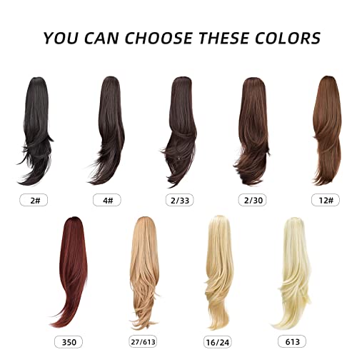Transform Your Daily Look with 20" Brunette Synthetic Claw Clip Ponytail Extension - Easy and Fluffy Daily Hairstyling for Women