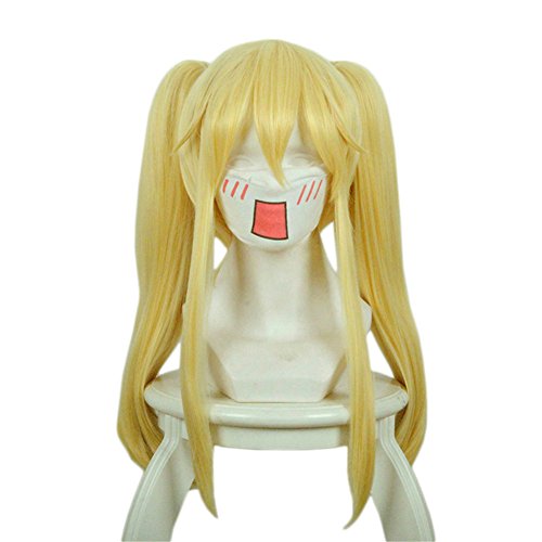 Xingwang Queen's Anime Long Straight Blonde Yellow Wig - Featuring Clip-on Two Ponytails for Ultimate Style