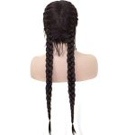 Long Double Braids 2# Natural Black Synthetic Braided Lace Front Wig