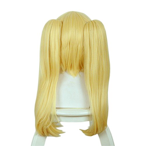 Xingwang Queen's Anime Long Straight Blonde Yellow Wig - Featuring Clip-on Two Ponytails for Ultimate Style