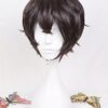 SUNXXCOS Curly High-Temperature Fiber Wig - Channel Dazai Osamu's Dark Brown Style