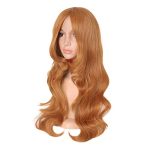 24 Inch Charming Orange Cosplay Wig - Long Wavy Synthetic Hair with Side Bangs for Anime Parties and Events