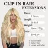 NAYOO Clip in Hair Extensions - Transform Your Look with 20 Inch Long Wavy Curly Blonde Mix Bleach Blonde Hairpieces, 6PCS for Instant Volume