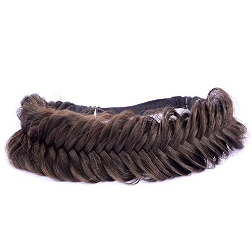 DIGUAN Bohemian Beauty: Wide Fishtail 2 Strands Synthetic Hair Braided Headband in Brunette Brown - Elevate Your Style