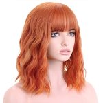 14 Inches Dark Orange Wig, a Short and Stylish Heat-Resistant Synthetic Wig with Bangs