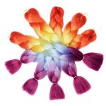 Vibrant Rainbow Ombre Braiding Hair - 5Pcs Set for Bold and Colorful Twists